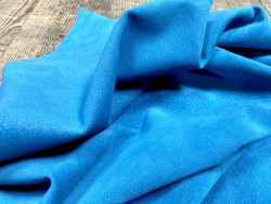 Peau de veau velours pailleté - Bleu turquoise - Maroquinerie - Cuir en Stock