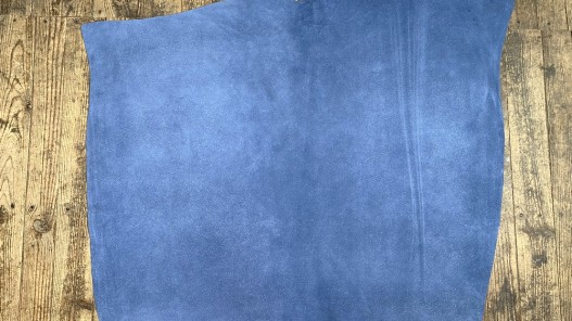 Peau de veau velours pailleté - Bleu jeans - Maroquinerie - cuir en stock