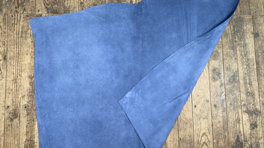 Peau de veau velours pailleté - Bleu jeans - Maroquinerie - Cuirenstock