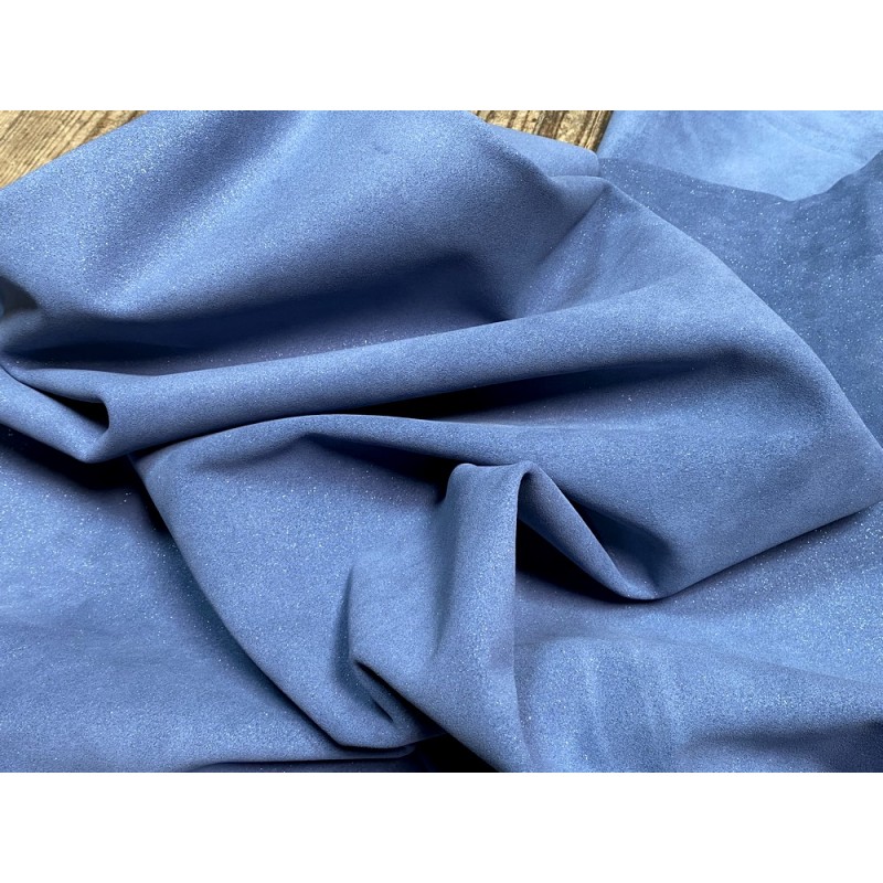 Peau de veau velours pailleté - Bleu jeans - Maroquinerie - Cuir en Stock