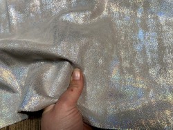 Peau de veau velours métallisé holographique - Gris - Maroquinerie - Cuir en stock