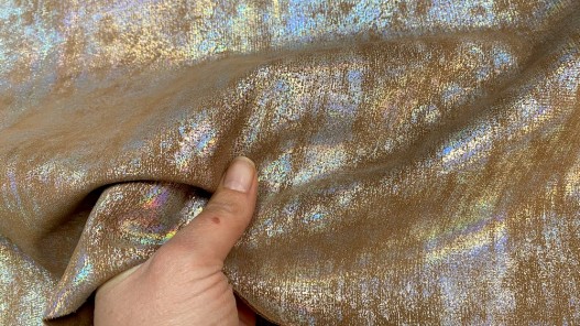 Peau de veau velours métallisé holographique - Brun - Maroquinerie - Cuir en stock