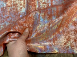 Peau de veau velours métallisé holographique - Rouge - Maroquinerie - Cuir en stock