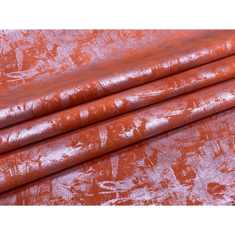 Peau de veau velours métallisé Graffiti - rouge - Maroquinerie - Cuir en Stock