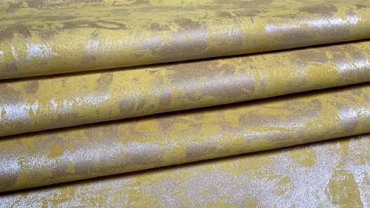Peau de veau velours métallisé Graffiti - jaune - Maroquinerie - Cuir en Stock