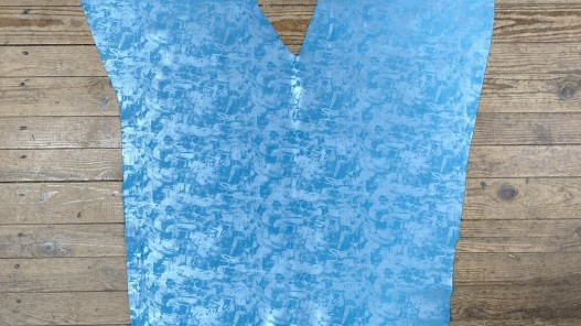 Peau de veau velours métallisé Graffiti - bleu turquoise - Maroquinerie - Cuirenstock