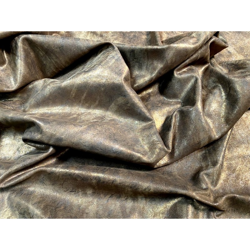 Peau de veau velours métallisé marbré - brun - Maroquinerie - Cuir en Stock