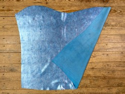 Peau de veau velours métallisé marbré - bleu turquoise - Maroquinerie - Cuirenstock