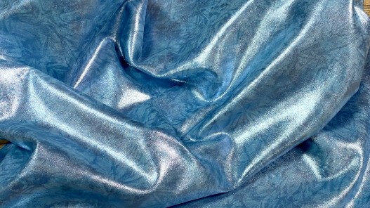 Peau de veau velours métallisé marbré - bleu turquoise - Maroquinerie - Cuir en Stock