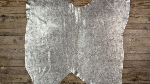 Peau de veau velours métallisé marbré - gris perle - Maroquinerie - Cuirenstock