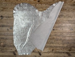 Peau de veau velours métallisé marbré - gris perle - Maroquinerie - cuirenstock