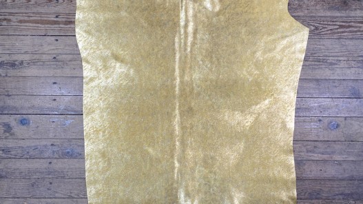 Peau de veau velours métallisé marbré - jaune - Maroquinerie - cuir en stock