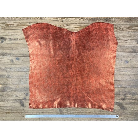 Peau de veau velours métallisé marbré - rouge - Maroquinerie - cuir en stock