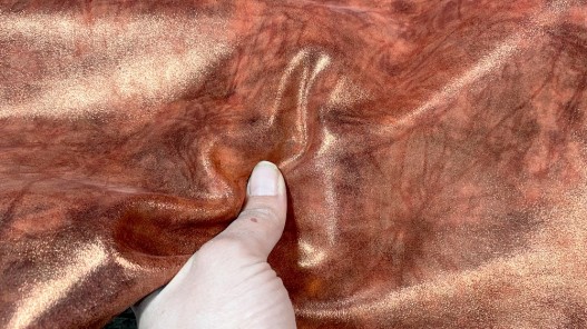 Peau de veau velours métallisé marbré - rouge - Maroquinerie - Cuir en stock