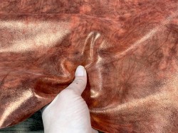 Peau de veau velours métallisé marbré - rouge - Maroquinerie - Cuir en stock