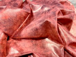 Peau de veau velours métallisé marbré - rouge - Maroquinerie - Cuir en Stock