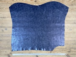 Peau de veau velours métallisé marbré - bleu marine - Maroquinerie - cuir en stock