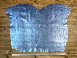 Peau de veau velours métallisé marbré - bleu jeans - Maroquinerie - cuir en stock