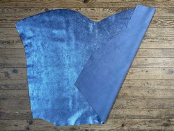 Peau de veau velours métallisé marbré - bleu jeans - Maroquinerie - Cuirenstock