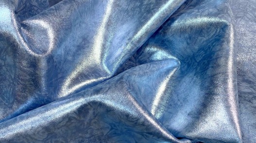 Peau de veau velours métallisé marbré - bleu jeans - Maroquinerie - Cuir en Stock