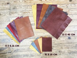 Lot surprise morceaux de cuir - Rectangle 15 x 20 cm - Cuir de vachette maroquinerie - cuir en stock