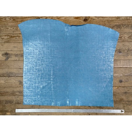 Peau de veau velours métallisé effet béton - bleu turquoise - Maroquinerie - cuir en stock