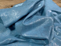 Peau de veau velours métallisé effet béton - bleu turquoise - Maroquinerie - Cuir en Stock