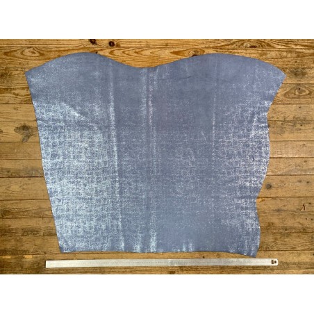 Peau de veau velours métallisé effet béton - bleu jeans - Maroquinerie - cuir en stock