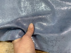 Peau de veau velours métallisé effet béton - bleu jeans - Maroquinerie - Cuir en stock