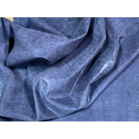 Peau de veau velours métallisé effet béton - bleu marine - Maroquinerie - Cuir en Stock