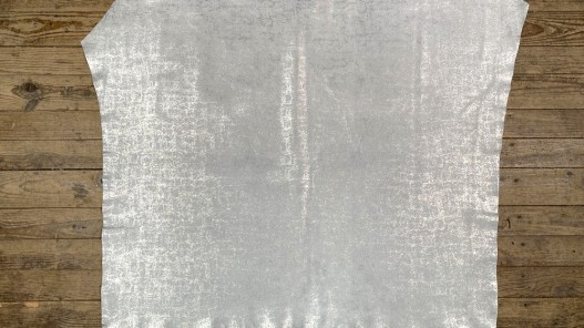 Peau de veau velours métallisé effet béton - blanc - Maroquinerie - cuir en stock