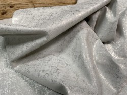 Peau de veau velours métallisé effet béton - blanc - Maroquinerie - Cuir en Stock