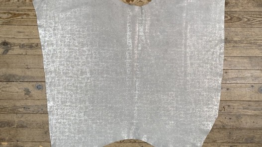 Peau de veau velours métallisé effet béton - gris perle - Maroquinerie - cuir en stock