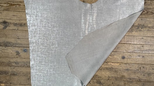 Peau de veau velours métallisé effet béton - gris perle - Maroquinerie - Cuirenstock