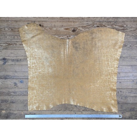 Peau de veau velours métallisé effet béton - jaune ocre - Maroquinerie - cuir en stock