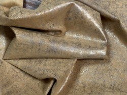 Peau de veau velours métallisé effet béton - jaune ocre - Maroquinerie - Cuir en Stock