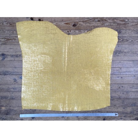 Peau de veau velours métallisé effet béton - jaune - Maroquinerie - cuir en stock