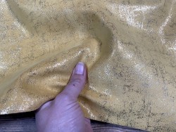 Peau de veau velours métallisé effet béton - jaune - Maroquinerie - Cuir en stock