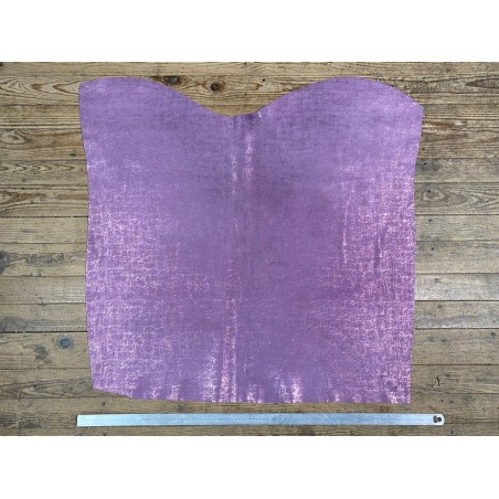 Peau de veau velours métallisé effet béton - lilas - Maroquinerie - cuir en stock