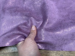 Peau de veau velours métallisé effet béton - lilas - Maroquinerie - Cuir en stock