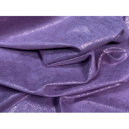 Peau de veau velours métallisé effet béton - lilas - Maroquinerie - Cuir en Stock