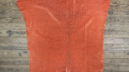 Peau de veau velours métallisé effet béton - rouge - Maroquinerie - cuir en stock