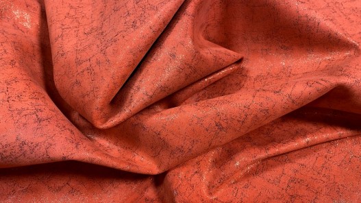 Peau de veau velours métallisé effet béton - rouge - Maroquinerie - Cuir en Stock
