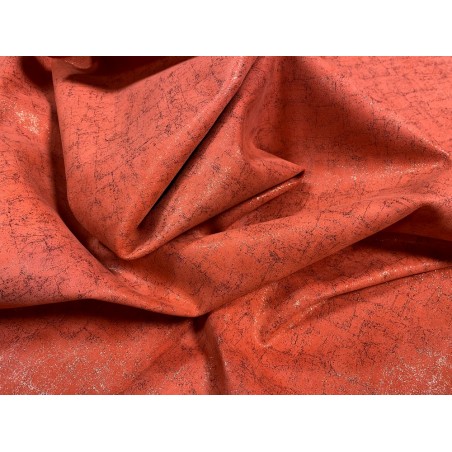 Peau de veau velours métallisé effet béton - rouge - Maroquinerie - Cuir en Stock