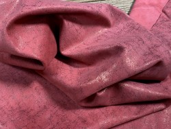 Peau de veau velours métallisé effet béton - framboise - Maroquinerie - Cuir en Stock