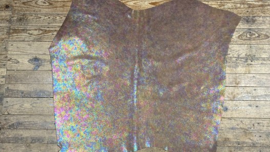 Peau de veau velours gros grain reflets holographique - brun - Maroquinerie - cuir en stock