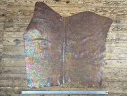 Peau de veau velours gros grain reflets holographique - brun - Maroquinerie - cuir en stock