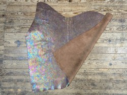 Peau de veau velours gros grain reflets holographique - brun - Maroquinerie - Cuirenstock