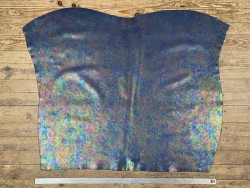 Peau de veau velours gros grain reflets holographique - bleu marine - Maroquinerie - cuir en stock