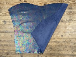 Peau de veau velours gros grain reflets holographique - bleu marine - Maroquinerie - Cuirenstock